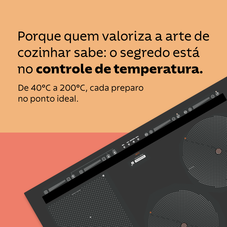 Três panelas com corpo de alumínio e revestimento interno e externo cerâmico. Três tampas de vidro temperado com bordas de silicone. Três tampas de polipropileno. Um cabo único, removível e seguro, composto por materiais antitérmicos.